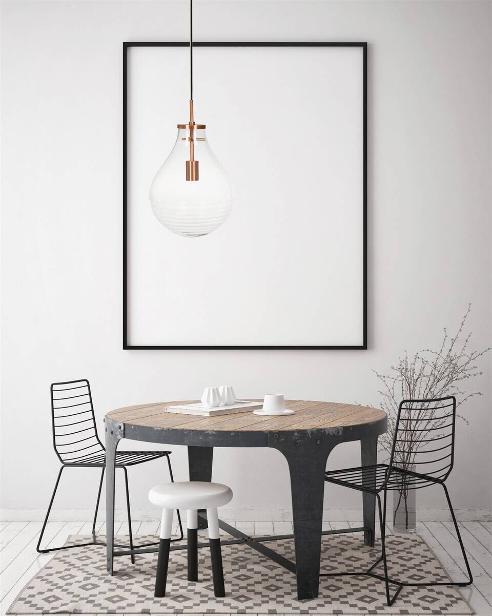 Kayoom Pendelleuchte Kupfer transparent Glas Eisen B/H/L: ca. 29x38x29 cm E27 1 Brennstellen
