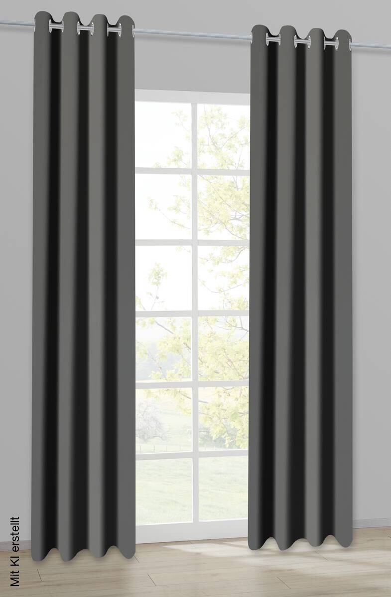 Ösenvorhang Samt anthrazit B/L: ca. 135x245 cm