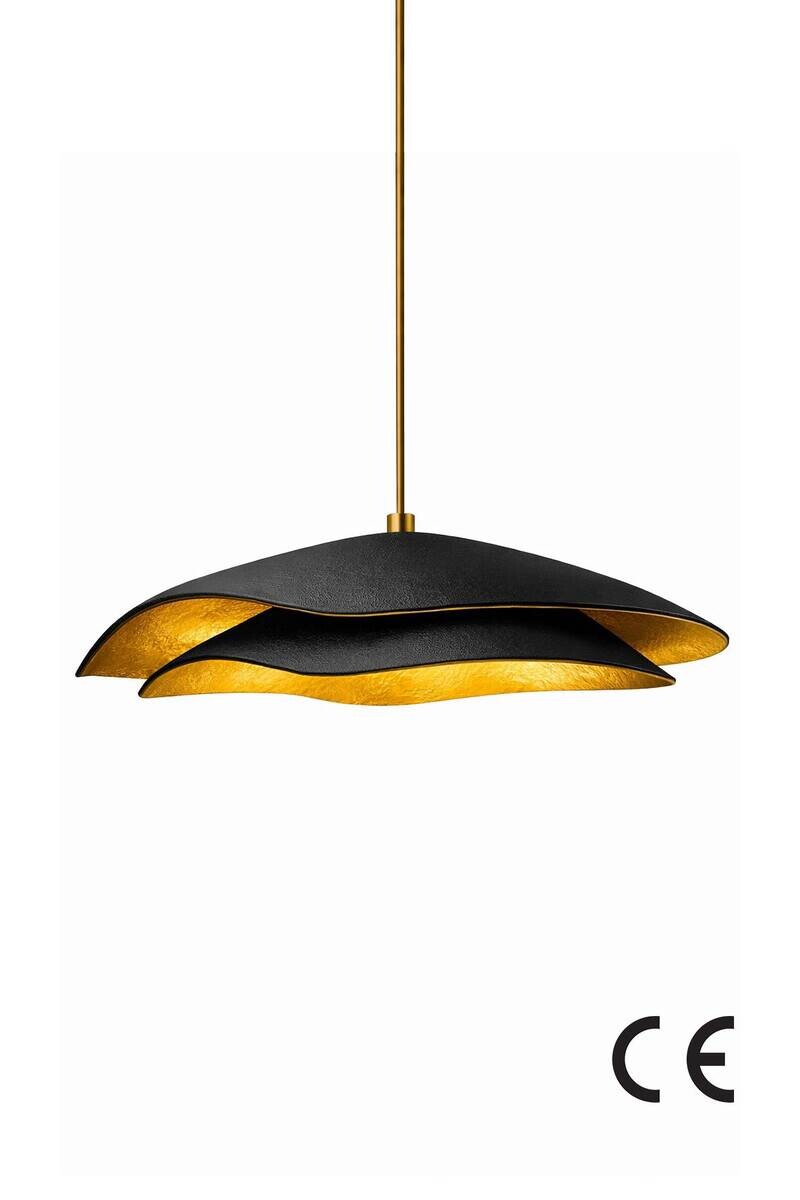 Pendelleuchte gold schwarz Beton B/H/L/D: ca. 50x65x50x50 cm E27 1 Brennstellen