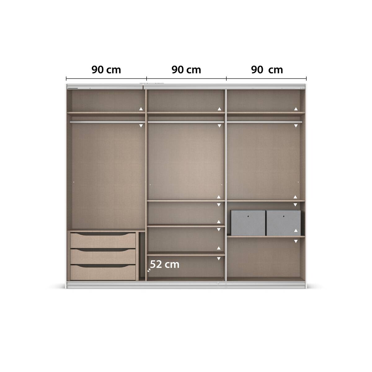 Kleiderschrank Kulmbach grau B/H/T: ca. 271x229x62 cm