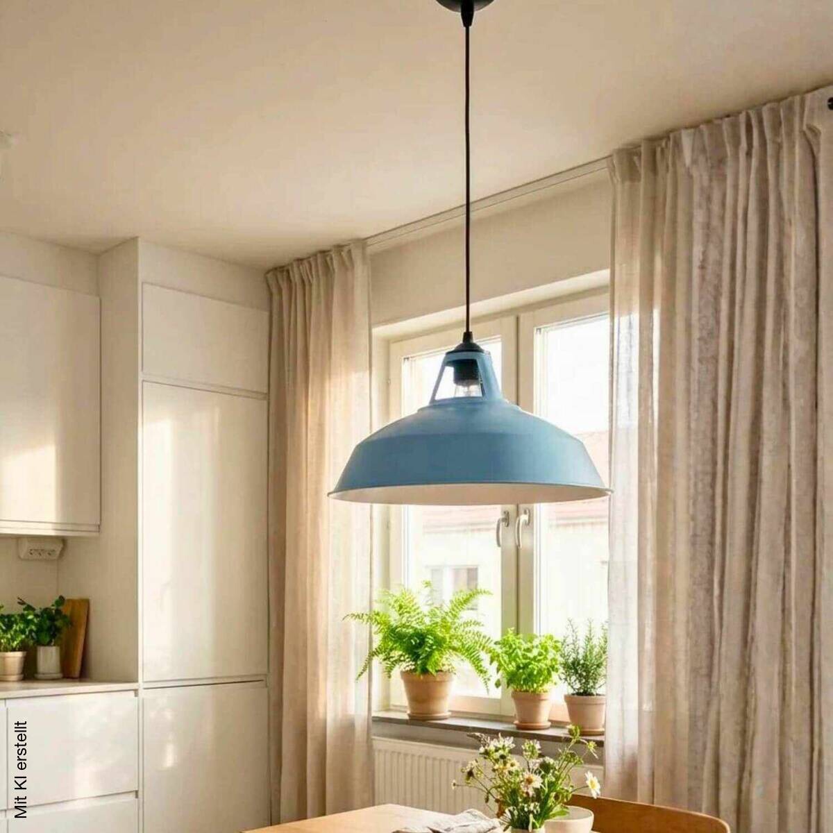 Opviq Pendelleuchte taubenblau B/H/T: ca. 31x100x31 cm E27 1 Brennstellen