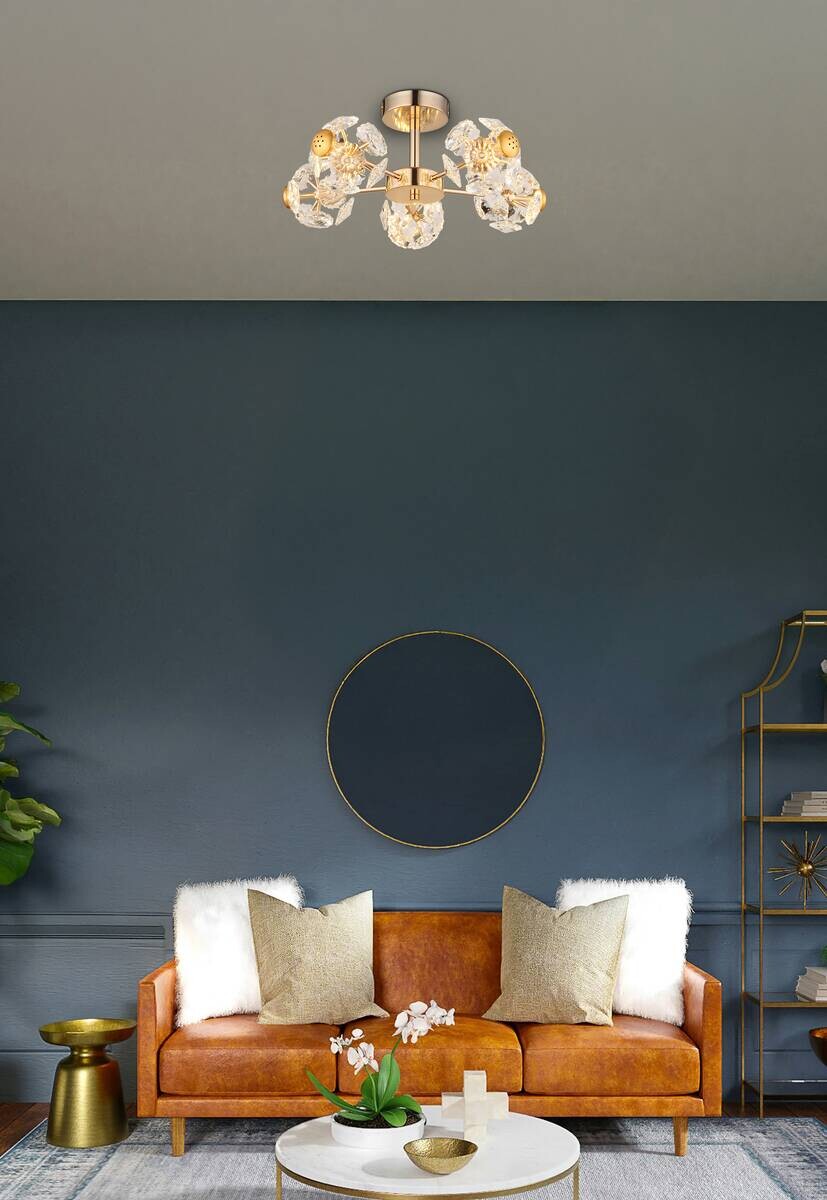 GLOBO Deckenleuchte gold klar Glas Metall H/D: ca. 22x50 cm 1 Brennstellen