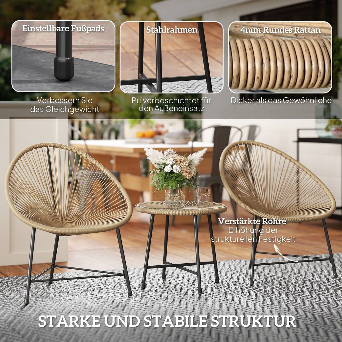 Outsunny Gartenmöbel-Set B/H/L: ca. 68x81x72 cm
