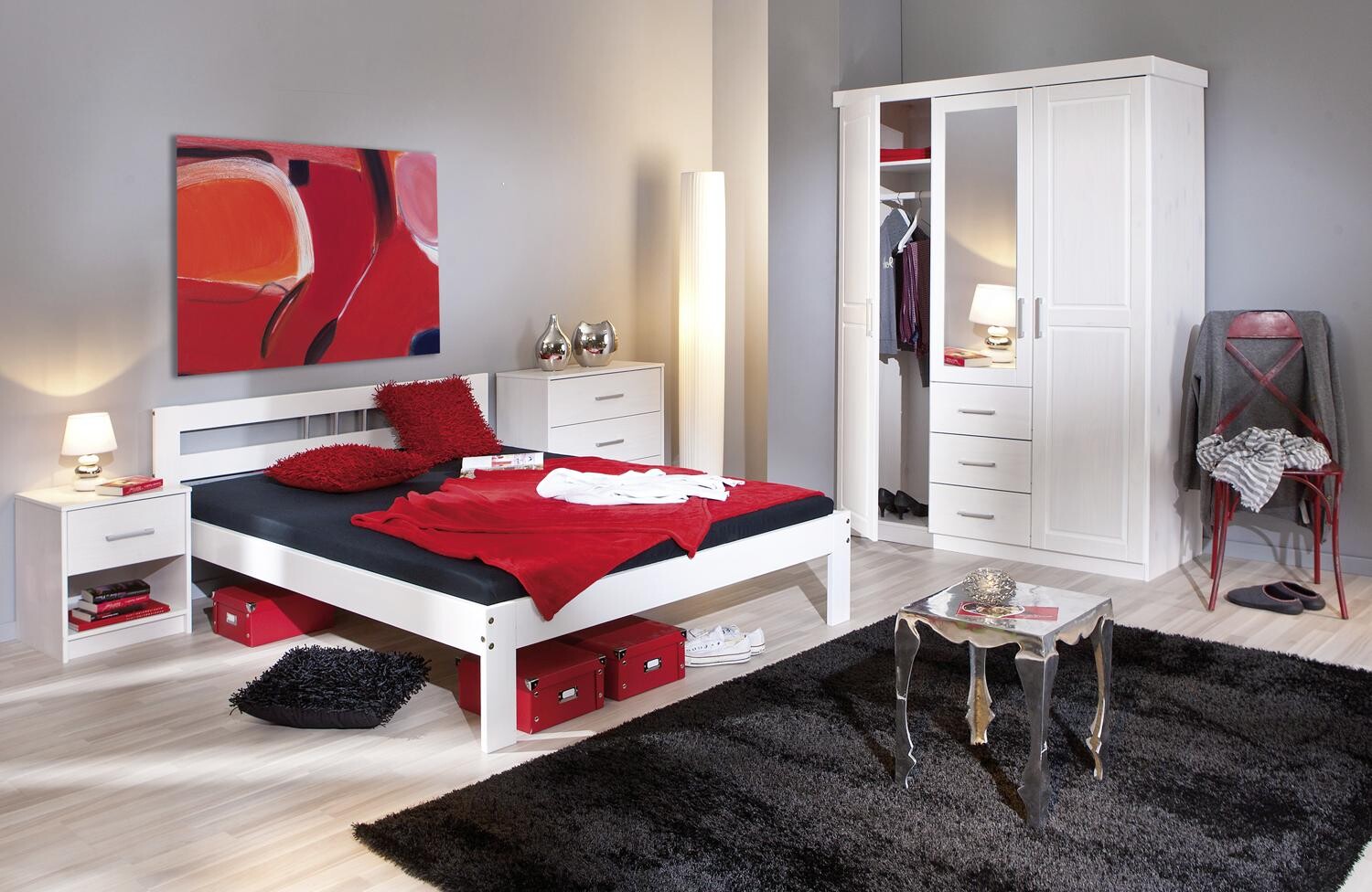 Kleiderschrank Geraldo weiß B/H/T: ca. 140x190x55 cm