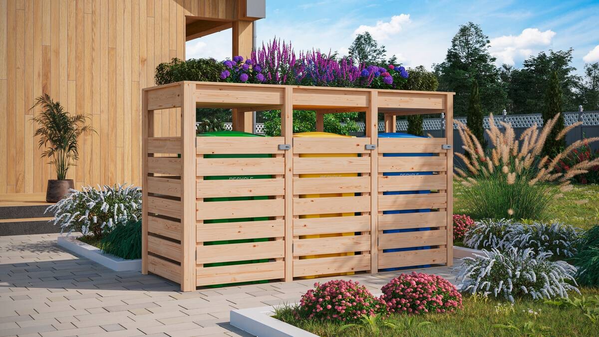 Karibu Mülltonnenbox Jerry 2 natur B/H/T: ca. 238x143x88 cm