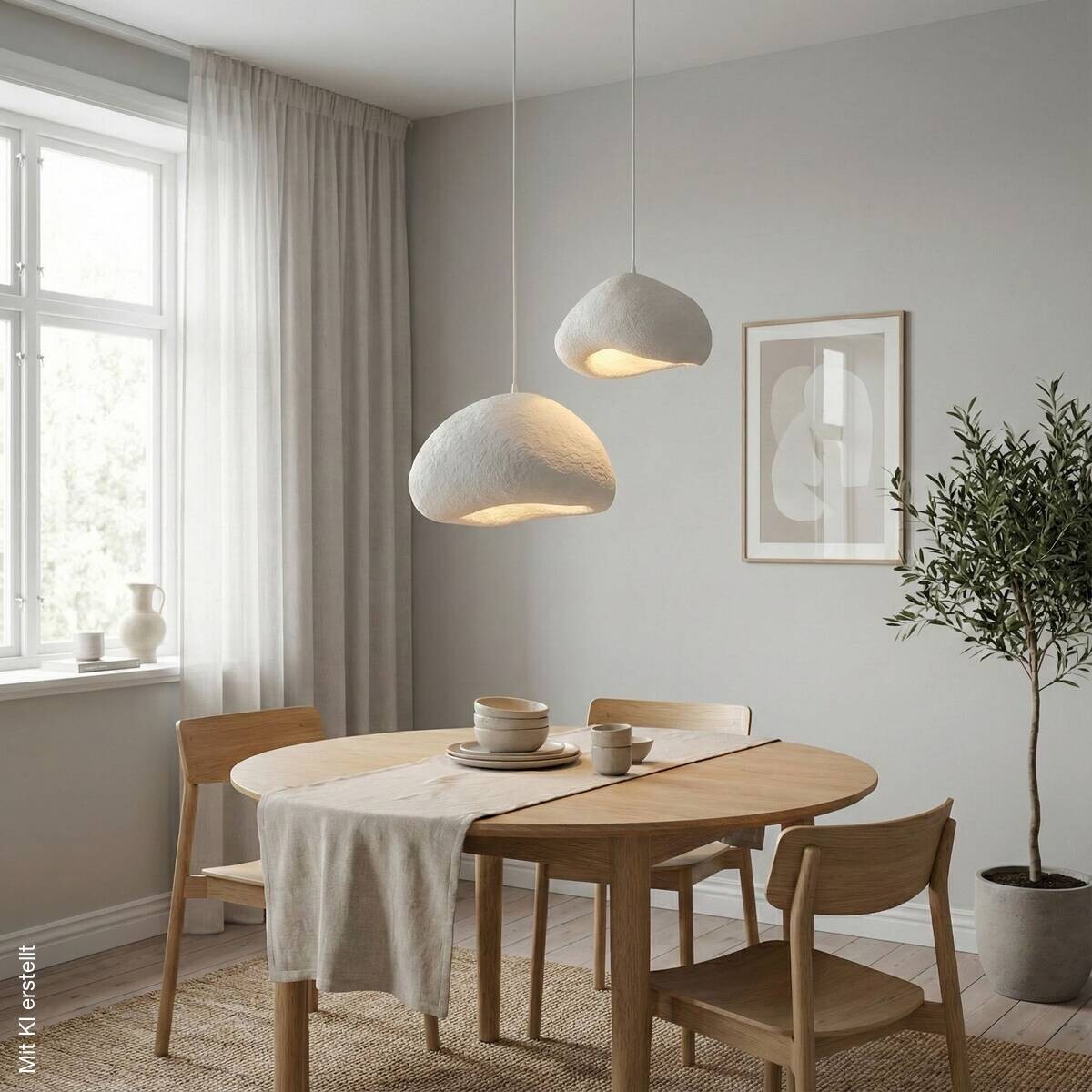 Opviq Pendelleuchte weiß Fiberglas Metall B/T/L: ca. 70x70x70 cm E27 2 Brennstellen