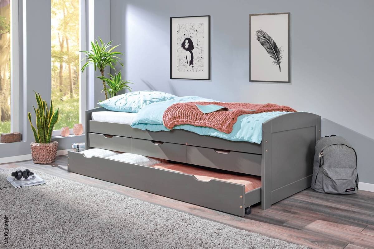 Funktionsbett Lena grau Liegefläche B/L: ca. 90x200 cm