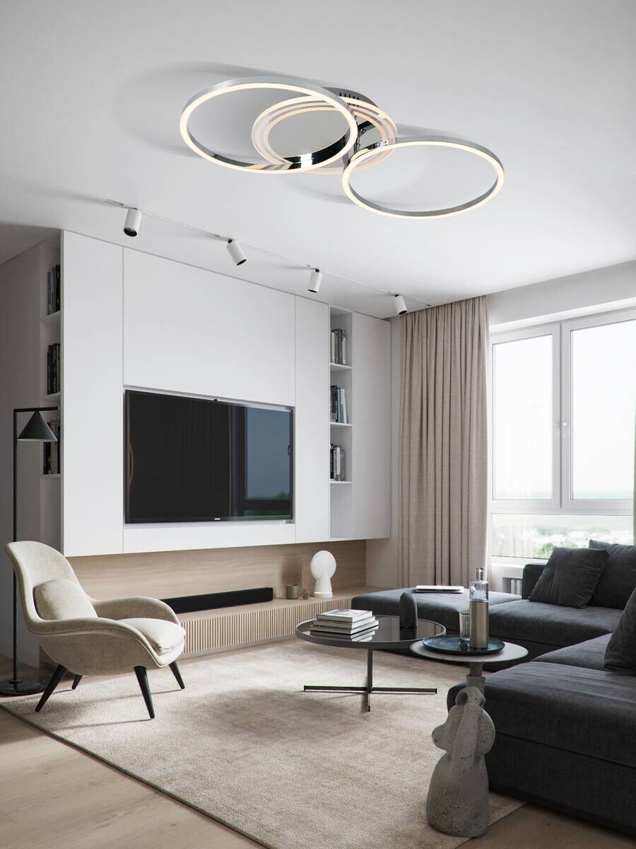 POCOline Deckenleuchte Cecilia Chrom weiß Metall Acryl H/D: ca. 9,5x40 cm