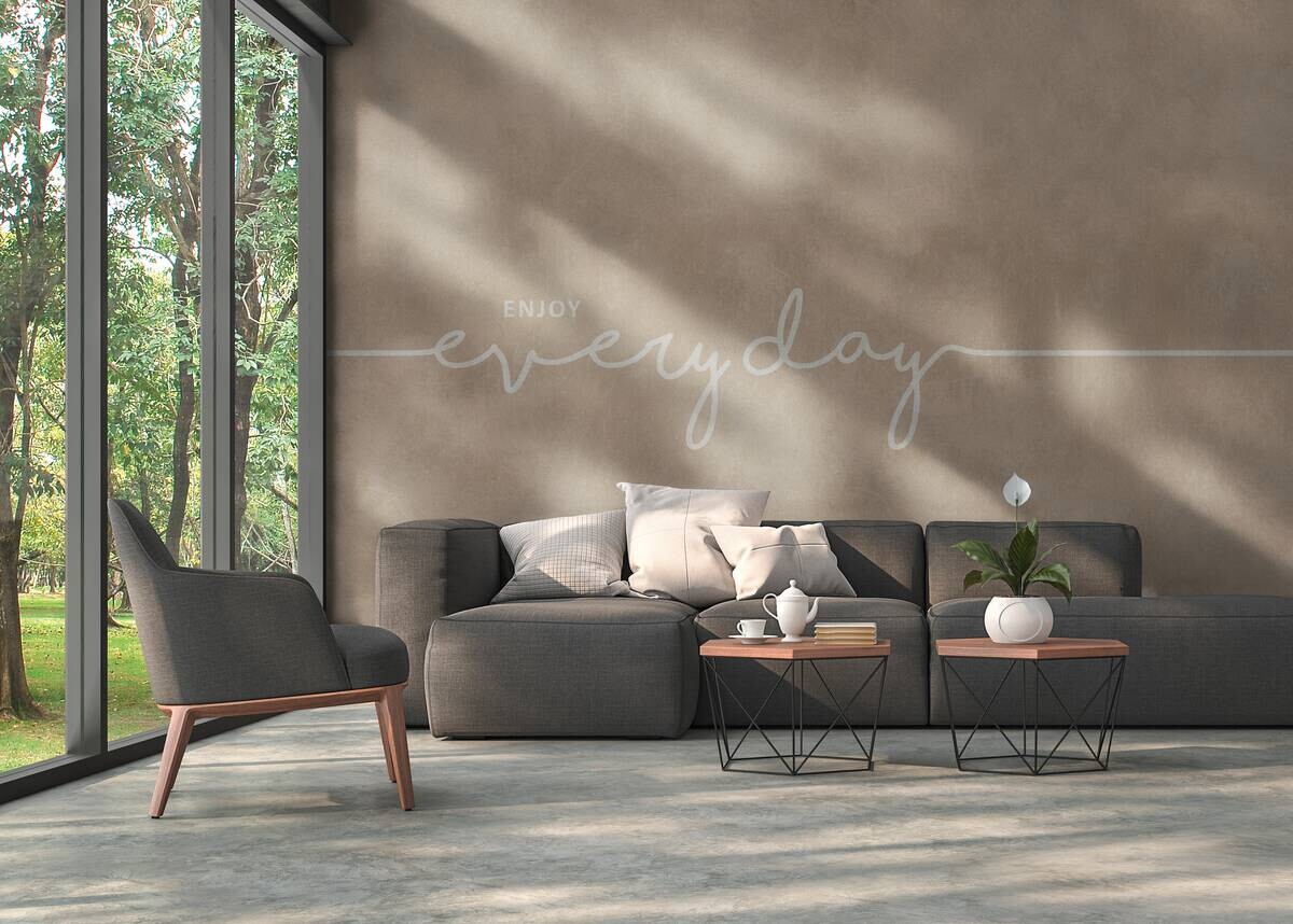 Livingwalls Fototapete Schrift weiß beige B/L: ca. 280x371 cm