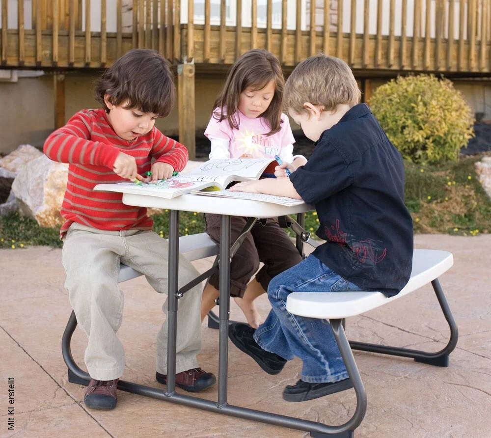 Lifetime Picknickgarnitur Kids Lichtgrau Stahl B/H/L: ca. 90x54x86 cm