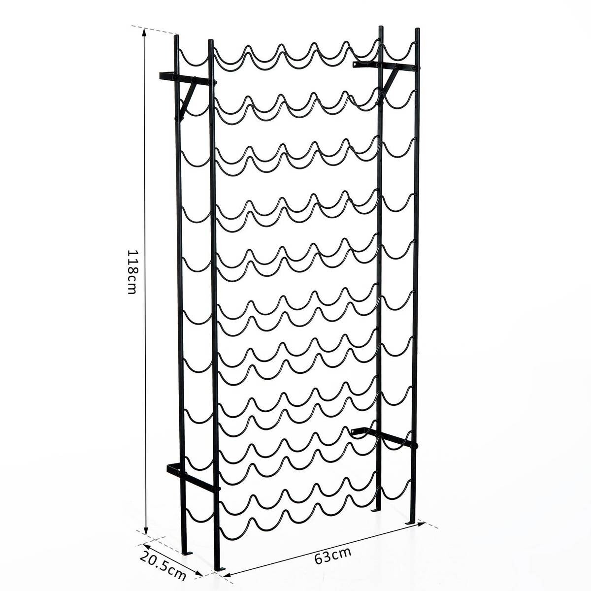 HOMCOM Weinregal schwarz Metall B/H/T: ca. 63x118x20,5 cm