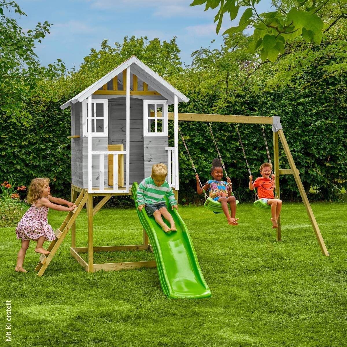 Zwerkules Spielhaus Valli grau B/H/L: ca. 370x224x352 cm