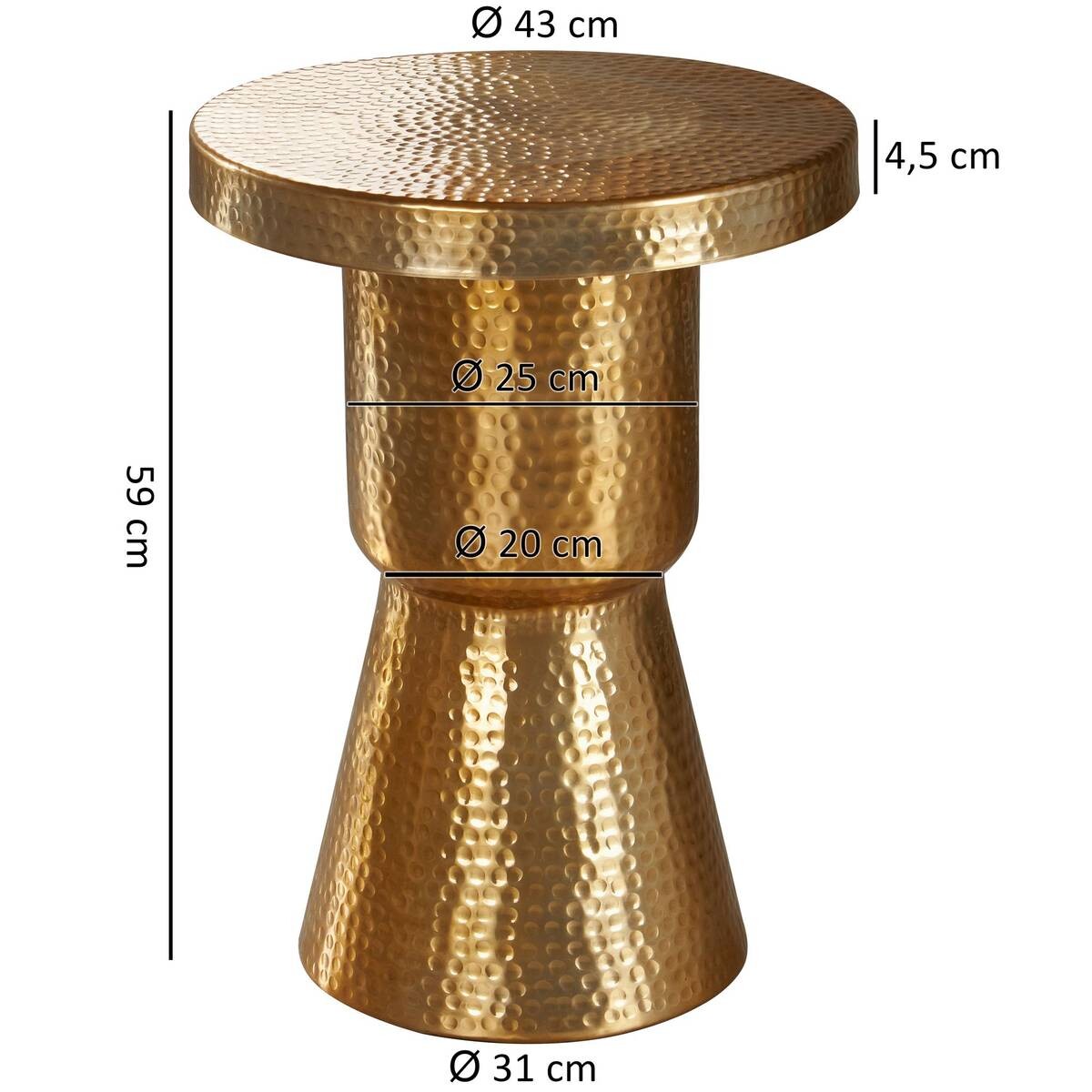 Beistelltisch gold Aluminium B/H/T: ca. 43x59x43 cm