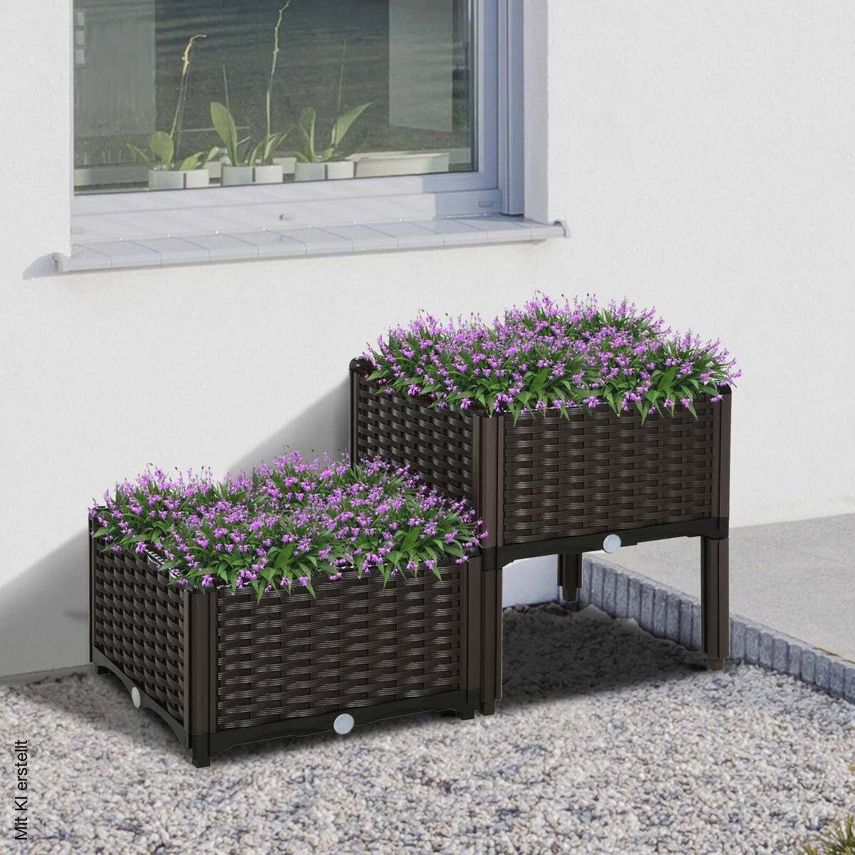 Outsunny Hochbeet dunkelbraun Kunststoff B/H/L: ca. 40x44x40 cm