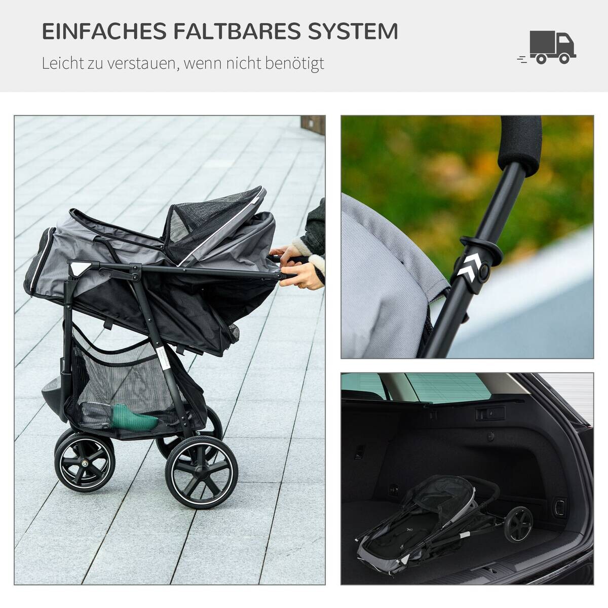 PawHut Hunde-Zubehör grau Polyester B/H/L: ca. 55x83x101 cm