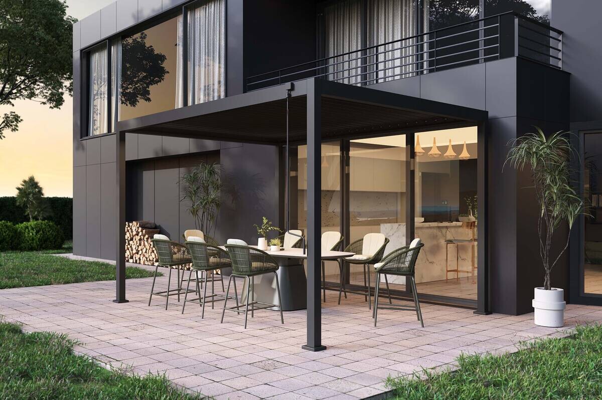 Pergola anthrazit Stahl B/H/L: ca. 296x247x359 cm