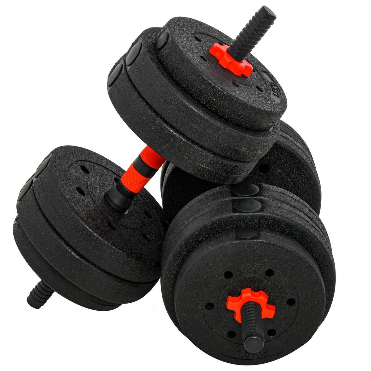 HOMCOM Hantel-Set schwarz Edelstahl B/H/L: ca. 21x21x50 cm