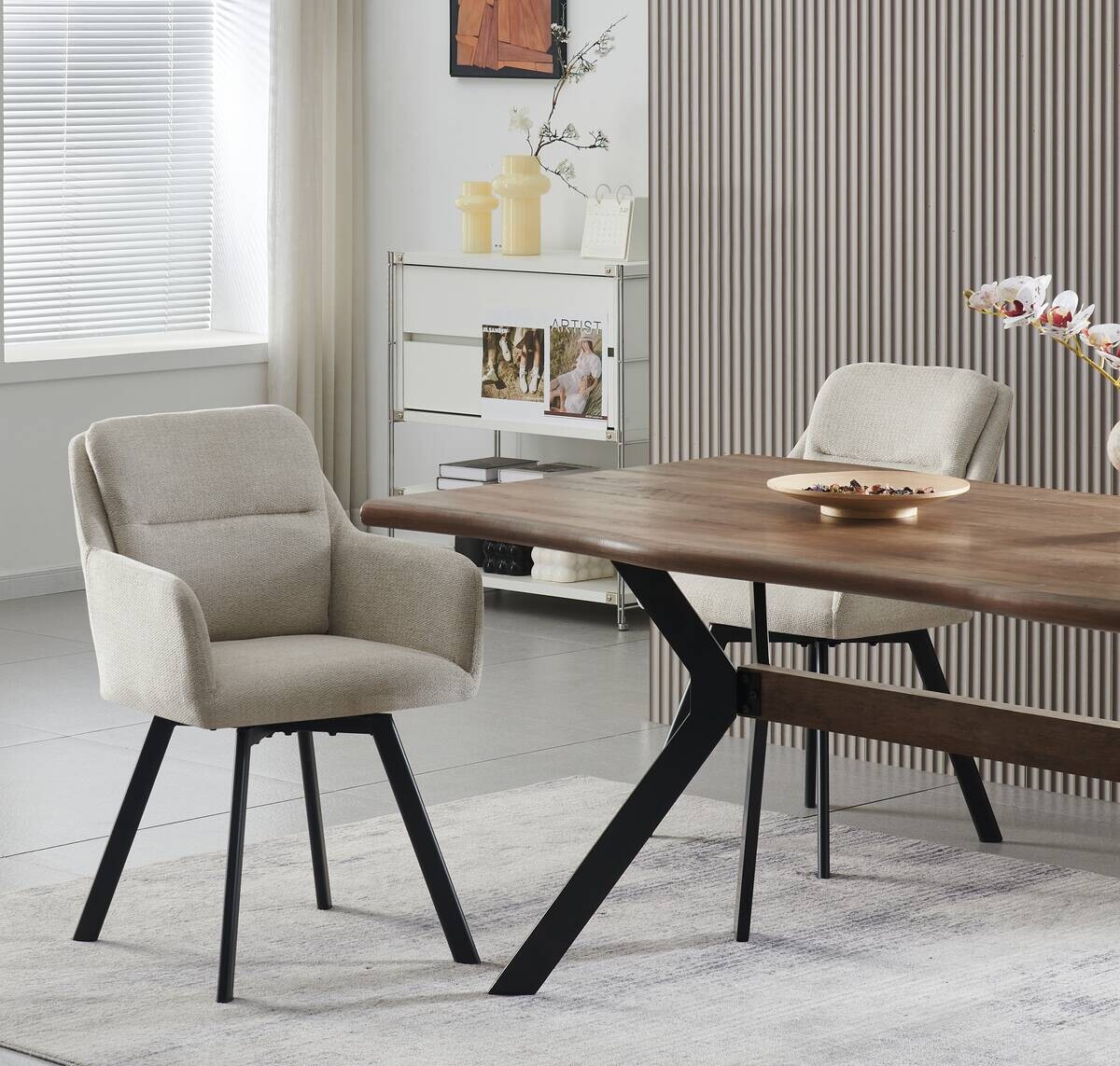 Stuhl SOPHIE, 2er Set creme Stoff B/H/T: ca. 53x87x62 cm