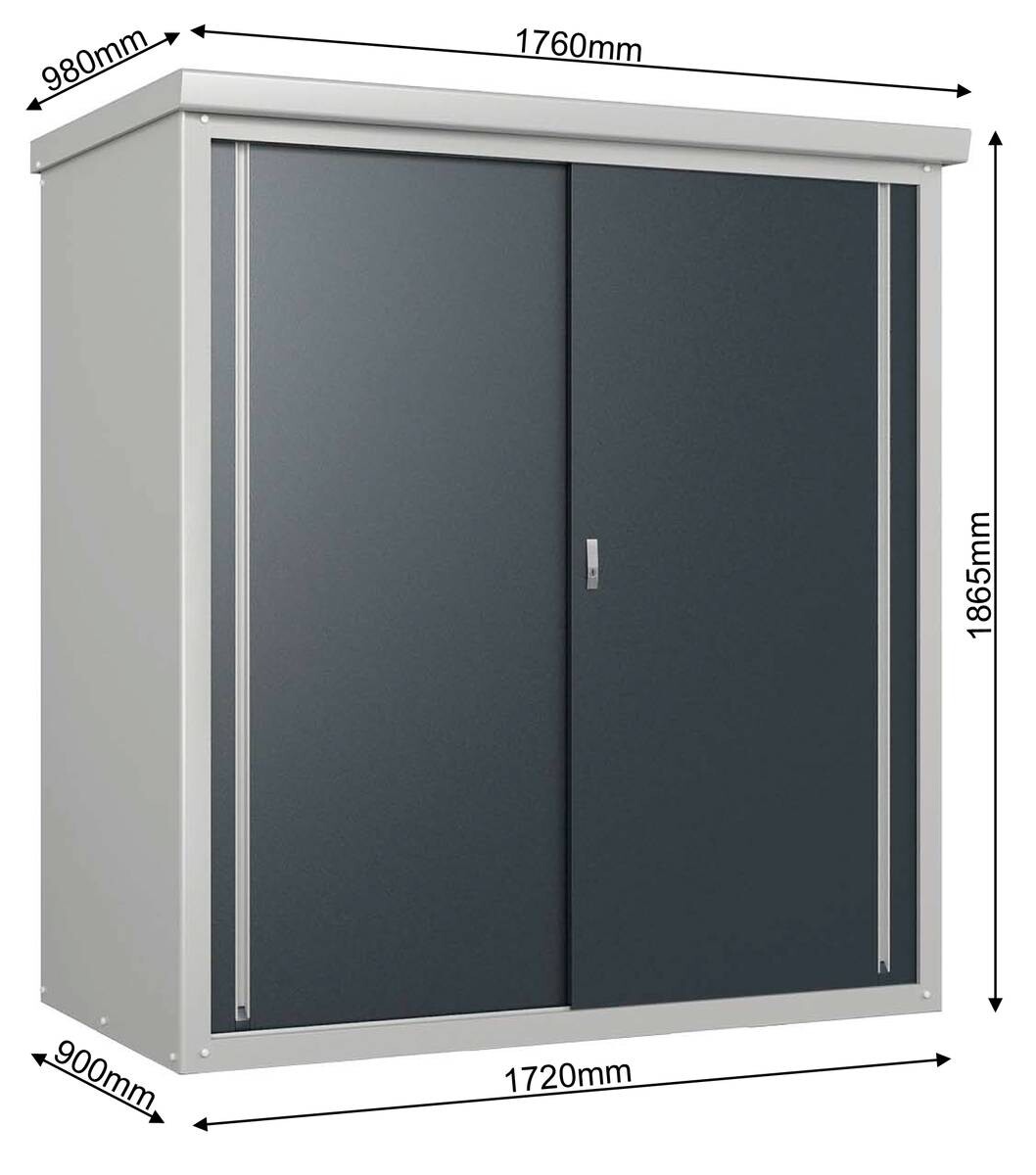 Trimetals Gartenschrank Guardian anthrazit Metall B/H/T: ca. 172x187x90 cm