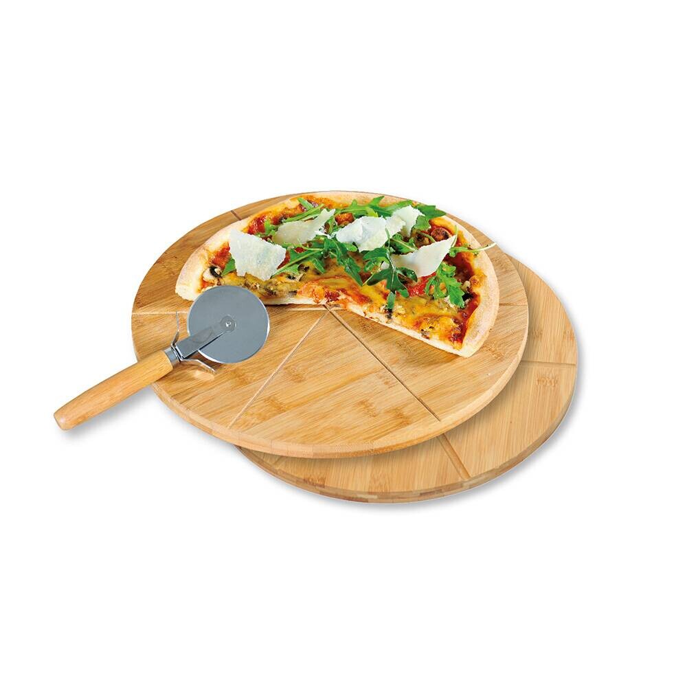 Kesper Pizzateller braun Bambus B/H/L: ca. 32x32x4 cm