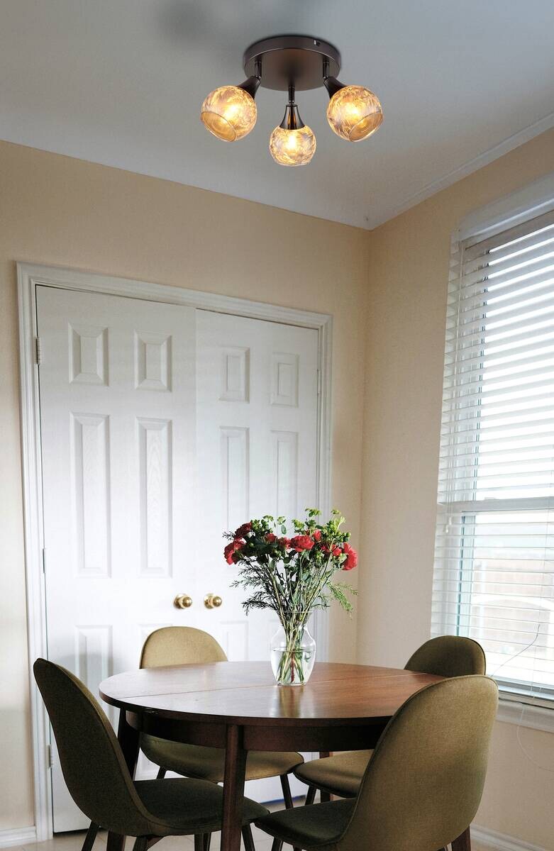 GLOBO Strahler schwarz Chrom Glas Metall B/H/L: ca. 14x22,5x23 cm E14 3 Brennstellen