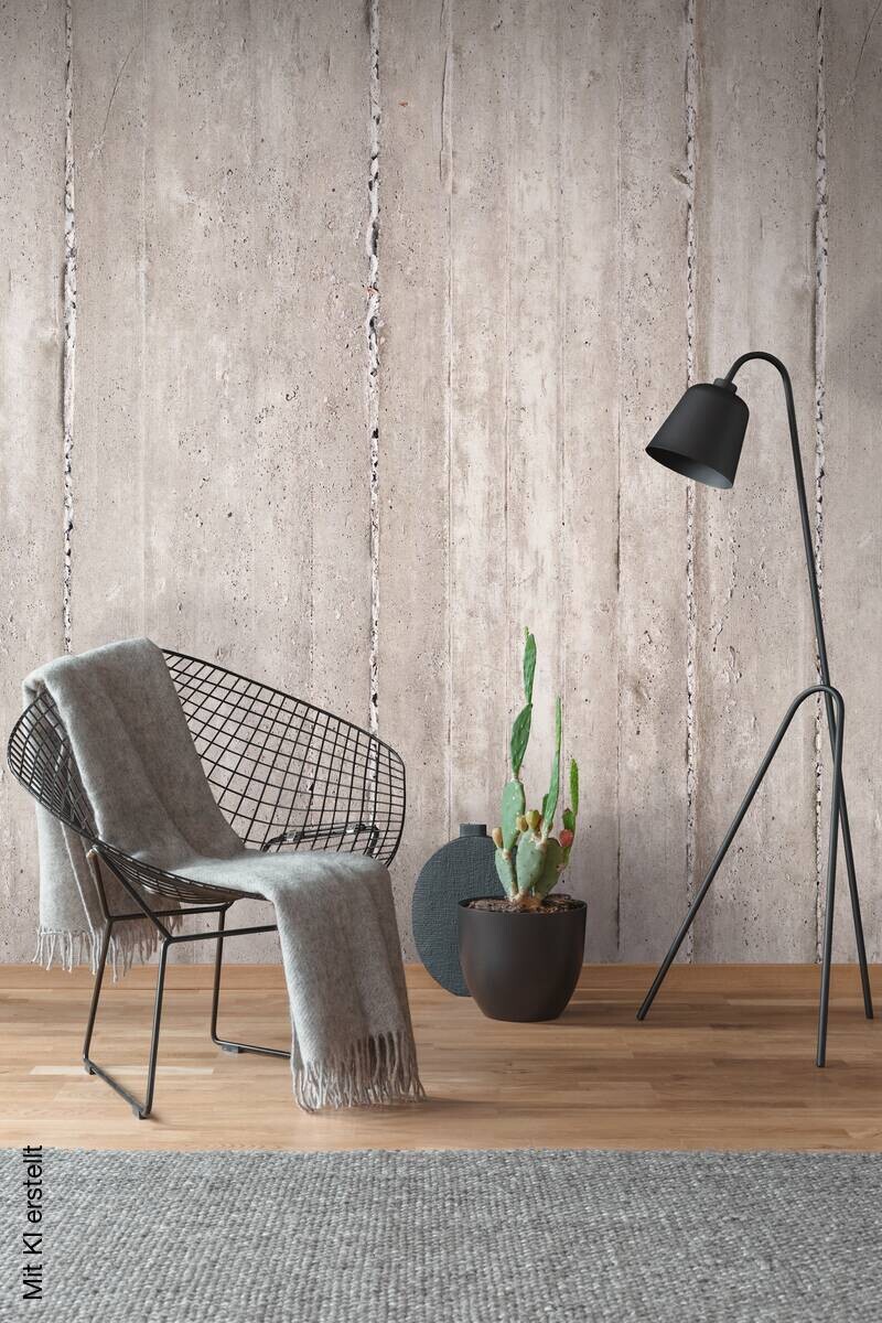 Livingwalls Fototapete Betonoptik grau creme B/L: ca. 280x159 cm