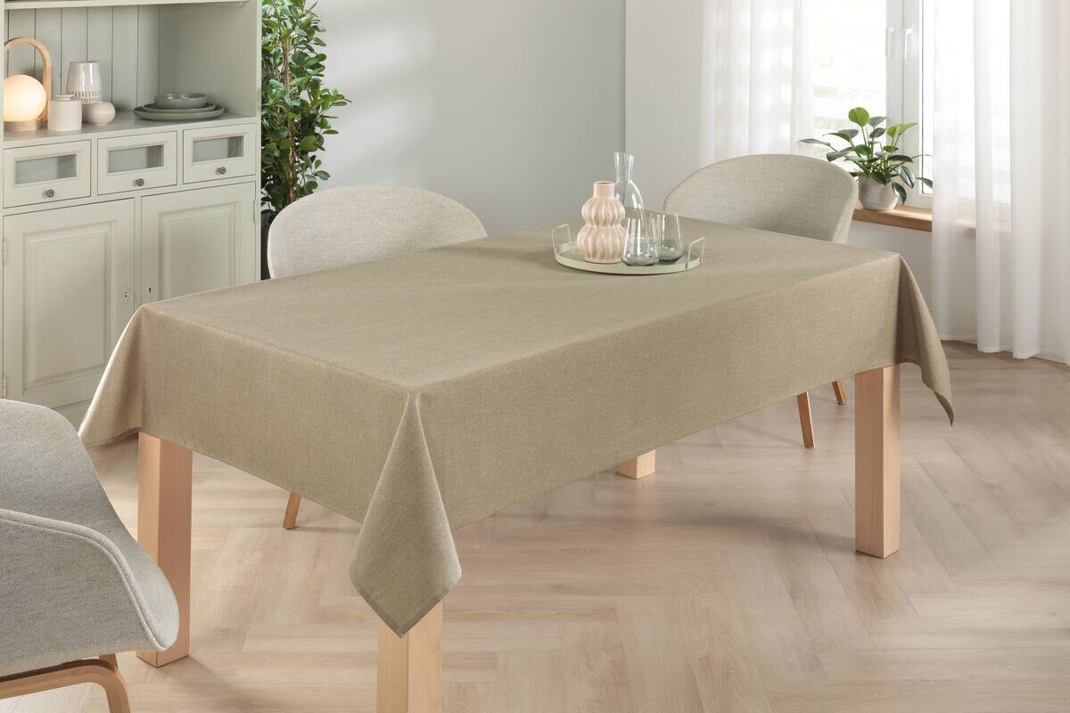 Abwaschbarer Tischbelag Monza beige B: ca. 140 cm