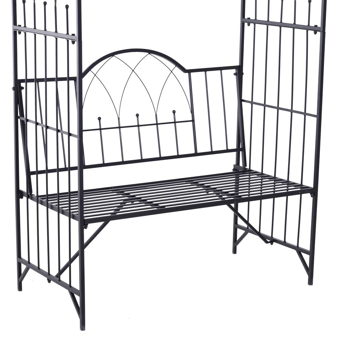 Outsunny Bank schwarz Metall B/H/T: ca. 115x203x59 cm