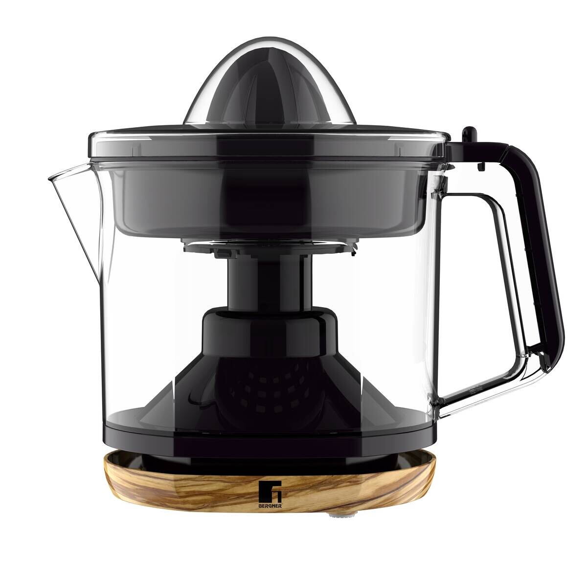 BERGNER Zitruspresse OLIVAR schwarz Glas B/H/L: ca. 17x21,5x21 cm