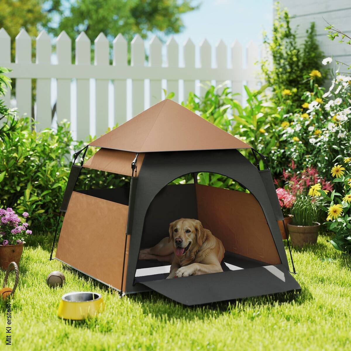 PawHut Haustierzelt braun Polyester B/H/L: ca. 120x106x120 cm