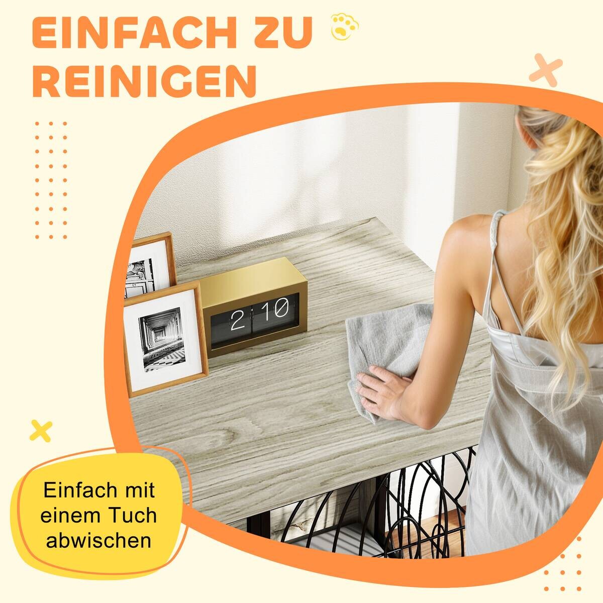 PawHut Hundekäfig grau Spanplatte B/H/L: ca. 60x73,5x100 cm