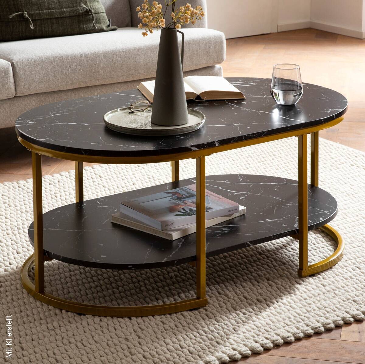 Couchtisch schwarz Marmor Optik B/H/T: ca. 100x45x60 cm