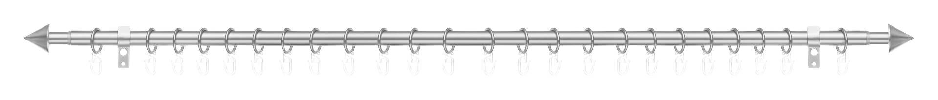 LICHTBLICK Gardinenstange Kegel Chrom Metall D: ca. 2 cm ausziehbar von ca. 130 bis 240 cm 1 Läufe