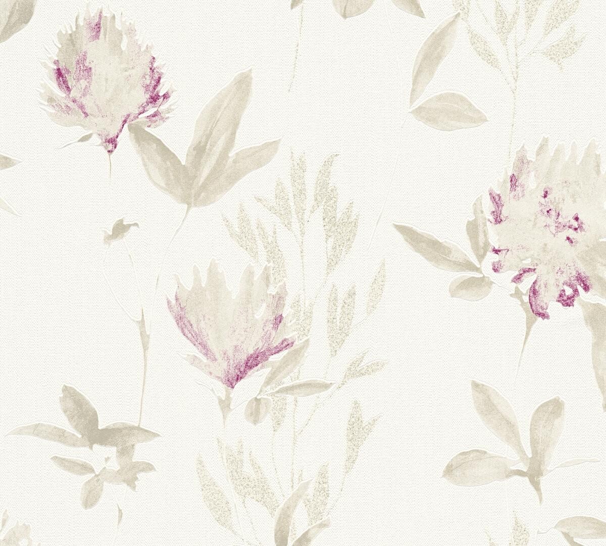 Vliestapete Blumen beige rot B/L: ca. 53x1005 cm