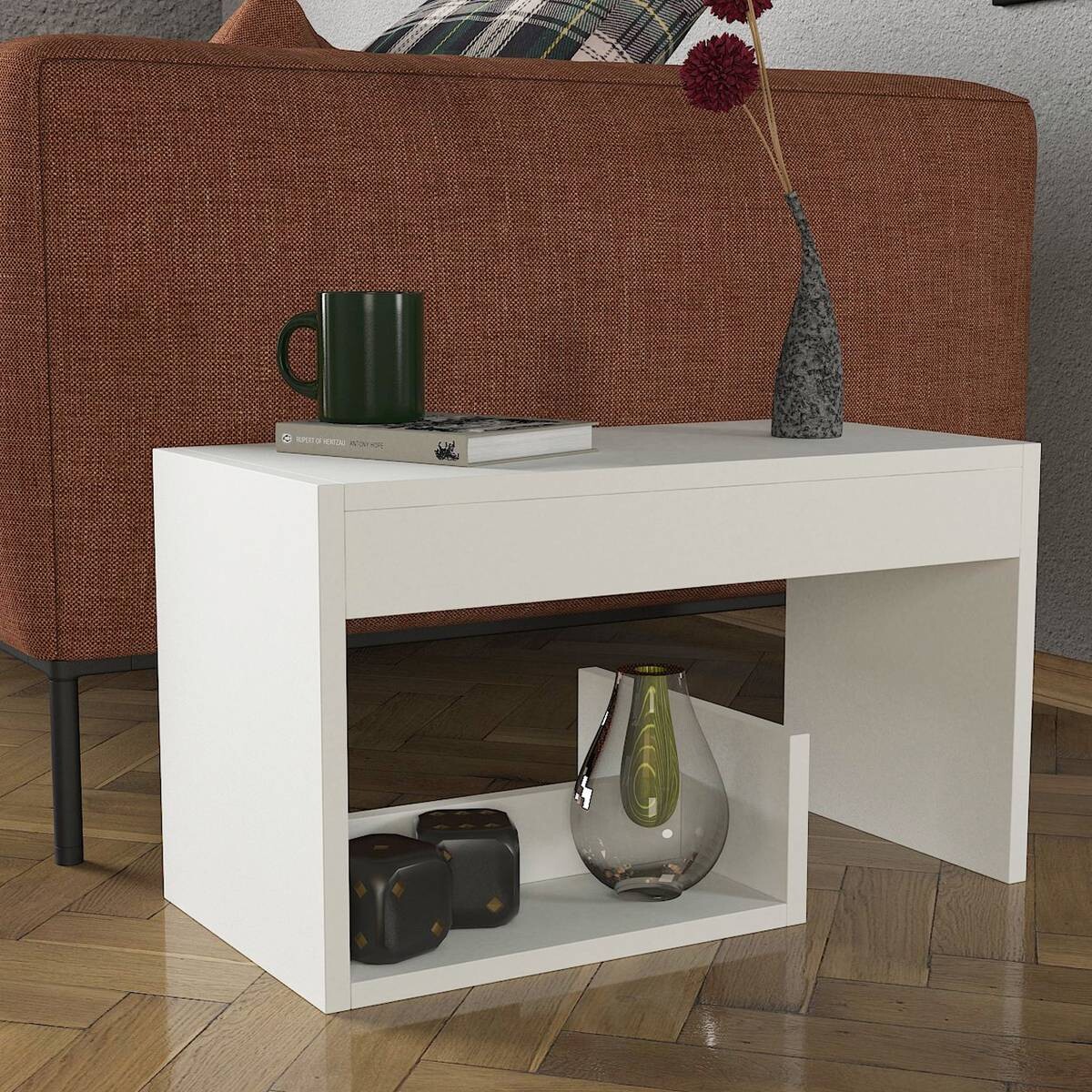 Beistelltisch Sister weiß Spanplatte B/H/T: ca. 35x60x29 cm