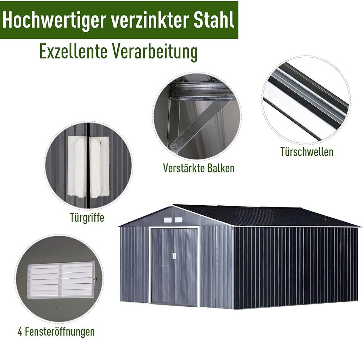 Outsunny Gartenschrank grau Stahl B/H/T: ca. 340x200x382 cm