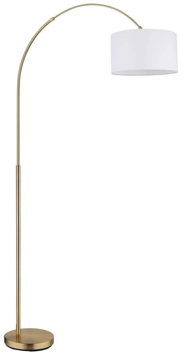 GLOBO Stehleuchte weiß messing Metall Leinen B/H/L: ca. 35x195x115 cm E27 1 Brennstellen