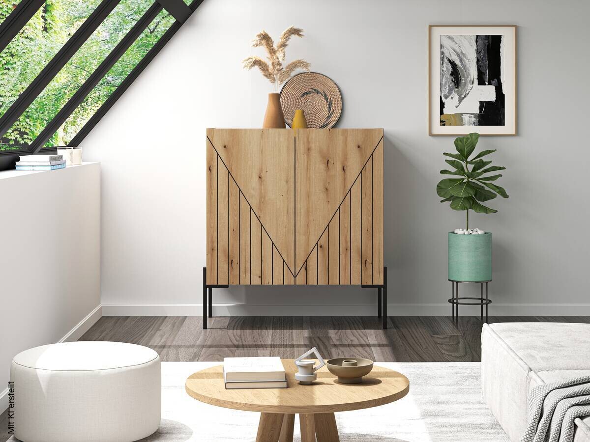 Kommode Neo Evoke Oak Nachbildung schwarz B/H/T: ca. 80x91x40 cm
