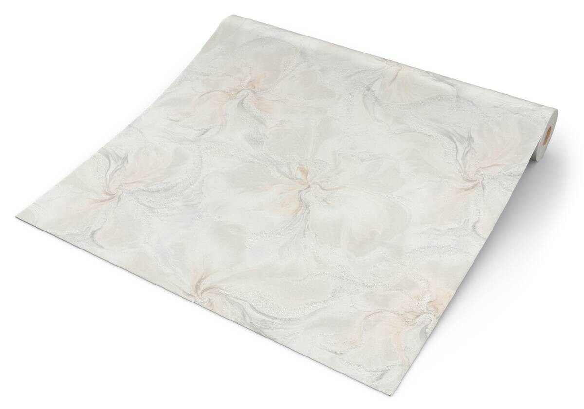 Vliestapete Blätter weiß beige grau B/L: ca. 53x1005 cm glitzernd