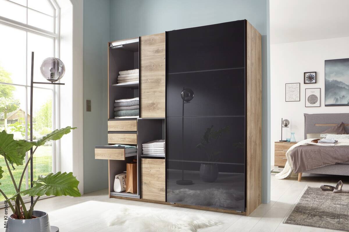Schwebetürenschrank Oldenburg Eiche Artisan Nachbildung B/H/T: ca. 180x198x65 cm
