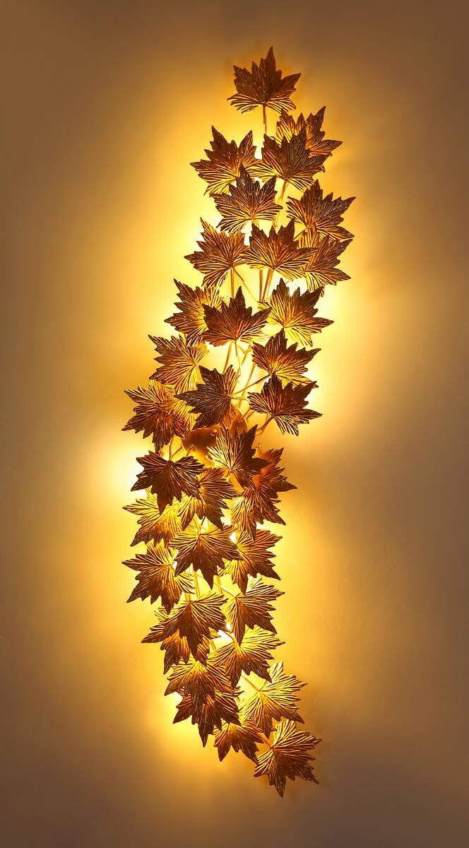 GLOBO LED-Deckenleuchte NADURE gold Metall B/H/T: ca. 45x12x15 cm 10 Brennstellen