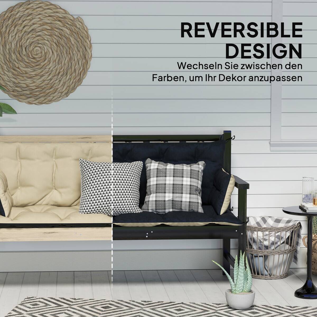 Outsunny Sitzkissen-Set beige Polyester B/H/L: ca. 110x8x180 cm