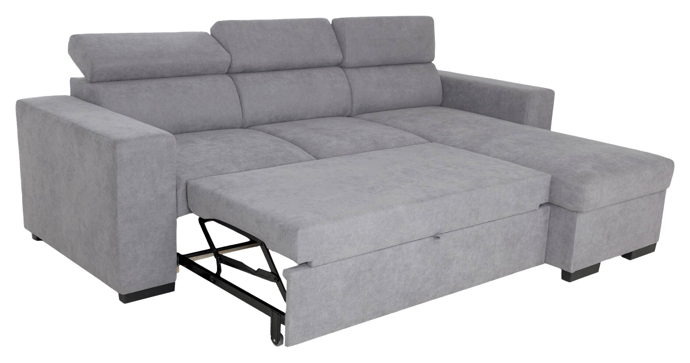 Ecksofa mit Bettfunktion und Bettkasten hellgrau Webstoff B/H/T: ca. 237x88x167 cm