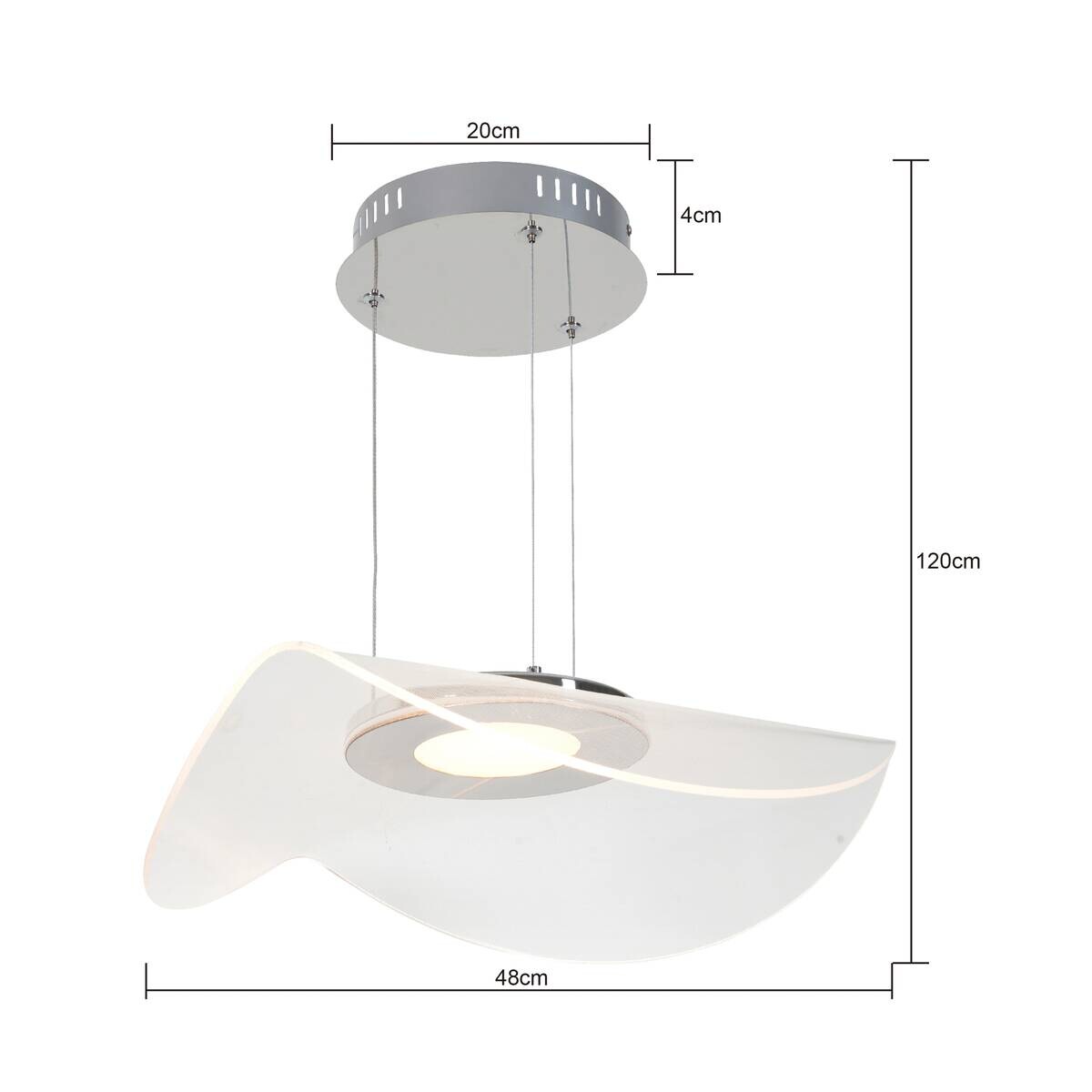 POCOline LED-Pendelleuchte Amina silber Acryl H/D: ca. 120x48 cm