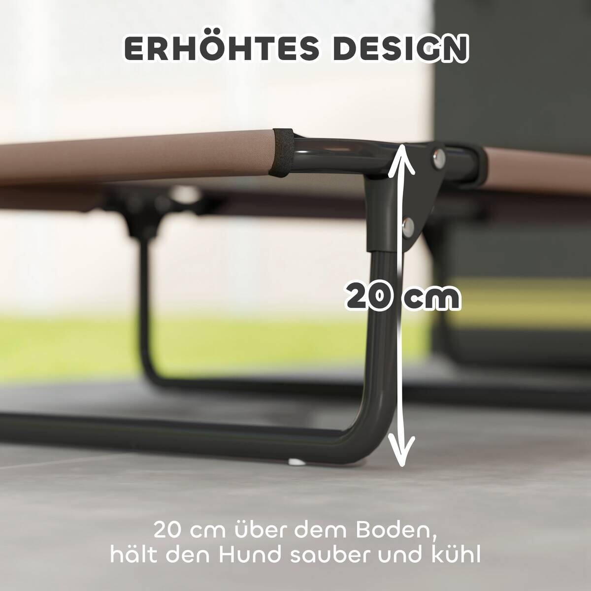PawHut Erhöhtes Hundebett kaffee Stahl B/H/L: ca. 61x20x107 cm