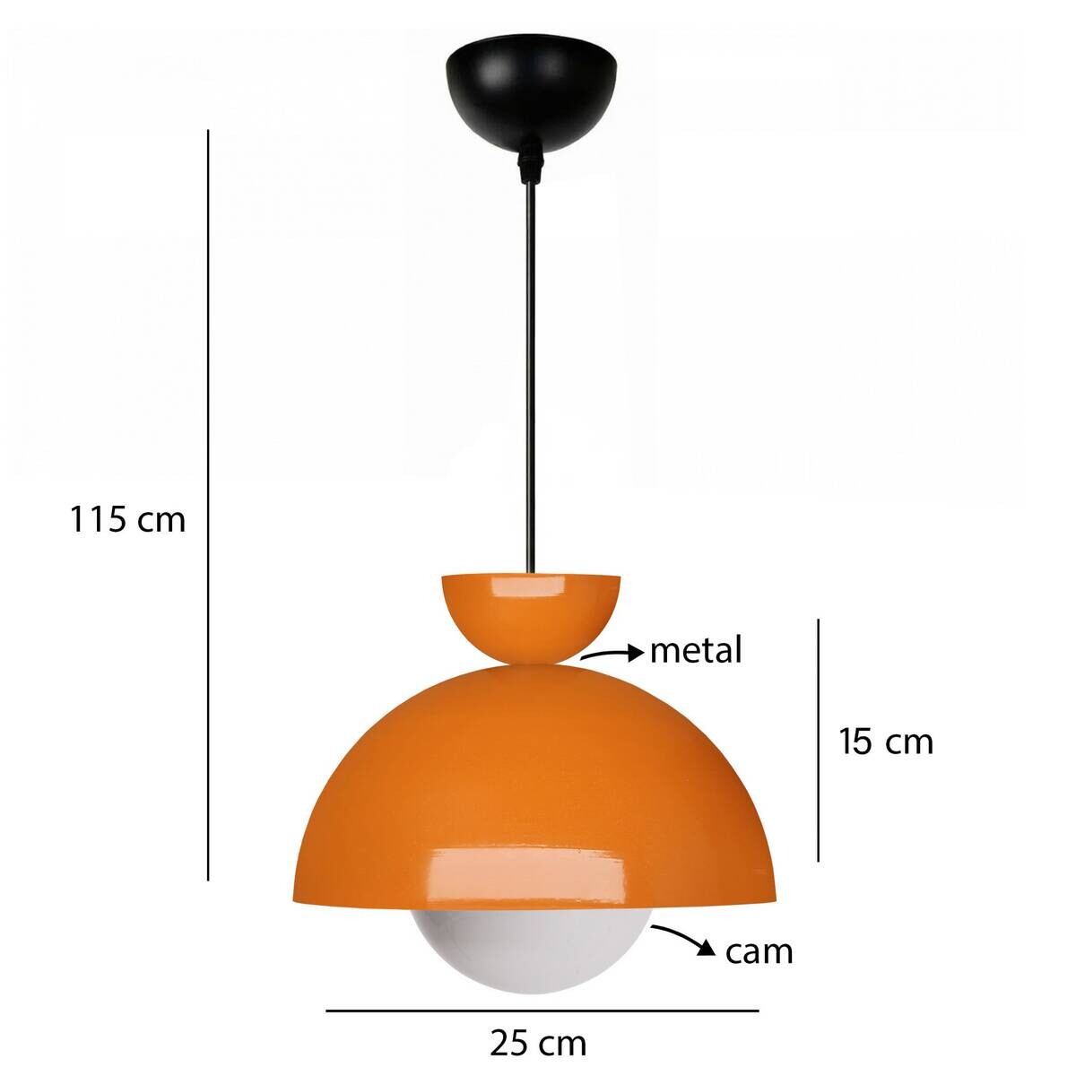 Opviq Pendelleuchte orange Metall B/H/T/L/D: ca. 25x115x25x25x25 cm E27 1 Brennstellen