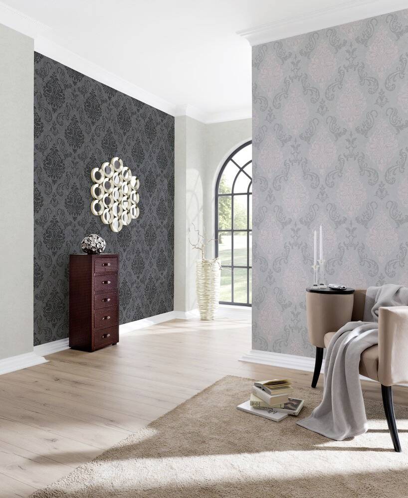 Vliestapete Ornament grau rosa B/L: ca. 53x1005 cm