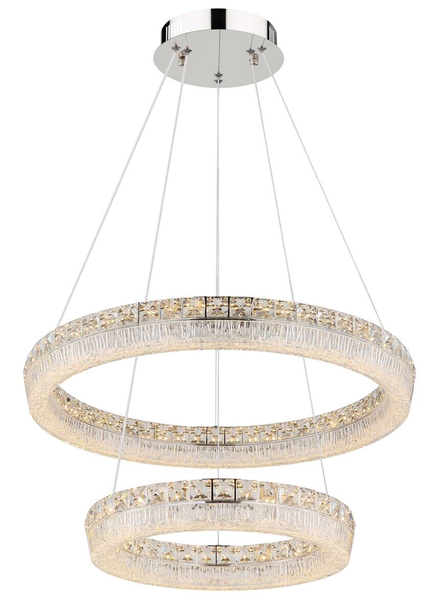 GLOBO Hängeleuchte klar Chrom Metall Acryl Glas H/D: ca. 120x60 cm 1.0 Brennstellen