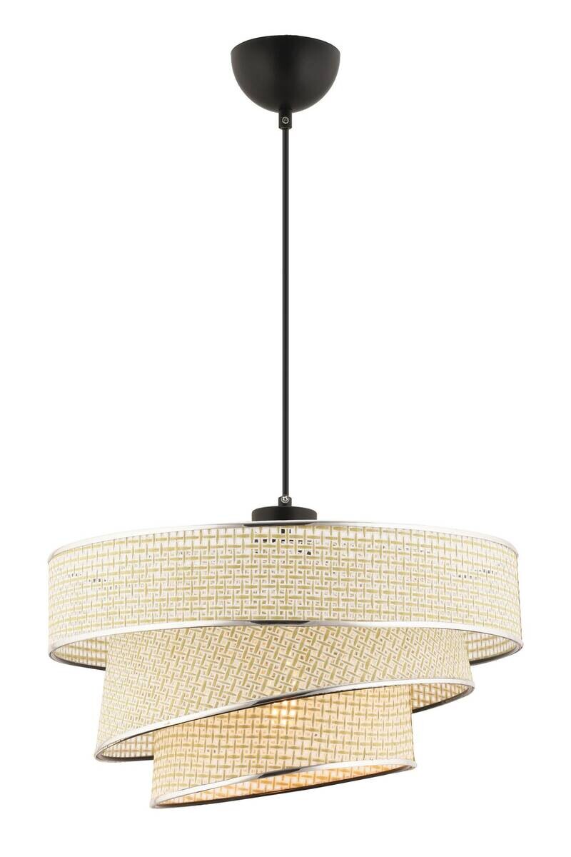 Opviq Pendelleuchte Couper creme silber Baumwolle Metall B/H/L: ca. 40x72x40 cm E27 1 Brennstellen