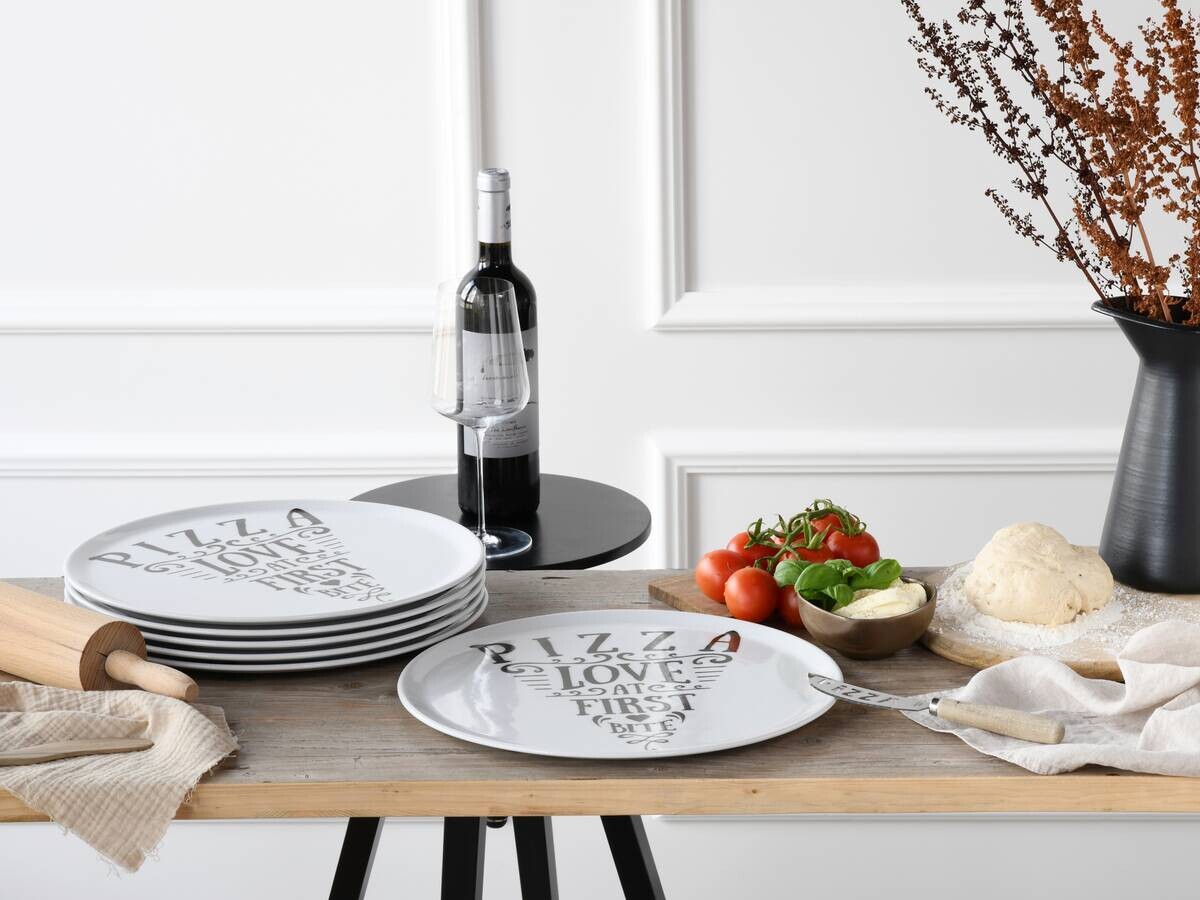 CreaTable Pizzateller-Set Europa weiß Porzellan D: ca. 33 cm